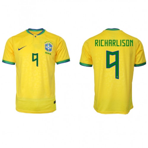 Brazil Richarlison #9 Replica Home Stadium Shirt World Cup 2022 Short Sleeve